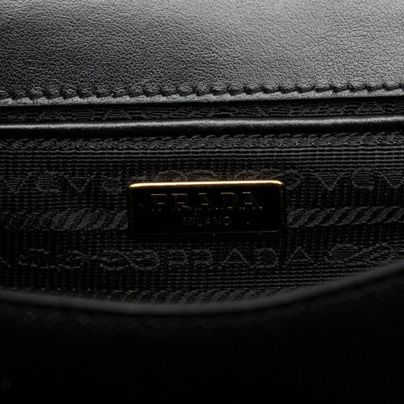 PRADA Black Leather Saffiano Shoulder Bag - Picture 9 of 11